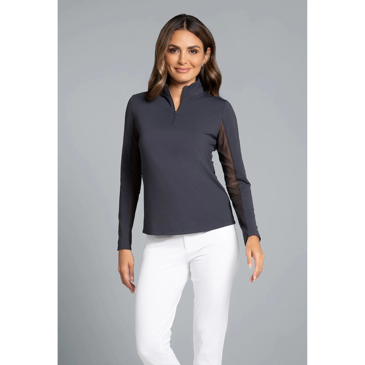 Solid Long Sleeve Mock Neck Top