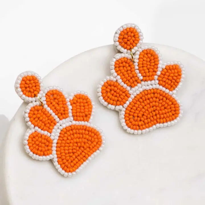 Paw Print Beaded Earrings