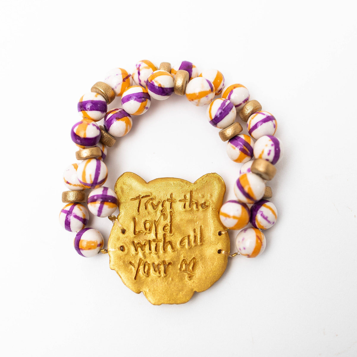 Orange and Purple Double Rainflower Jasper with Tiger Bracelet