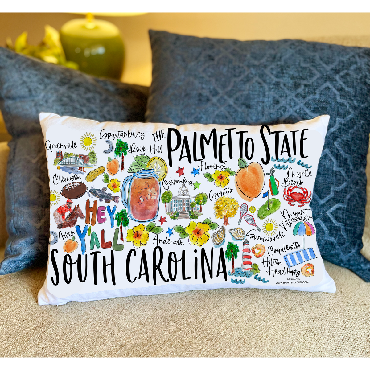 State of South Carolina Double Sided Lumbar Pillow