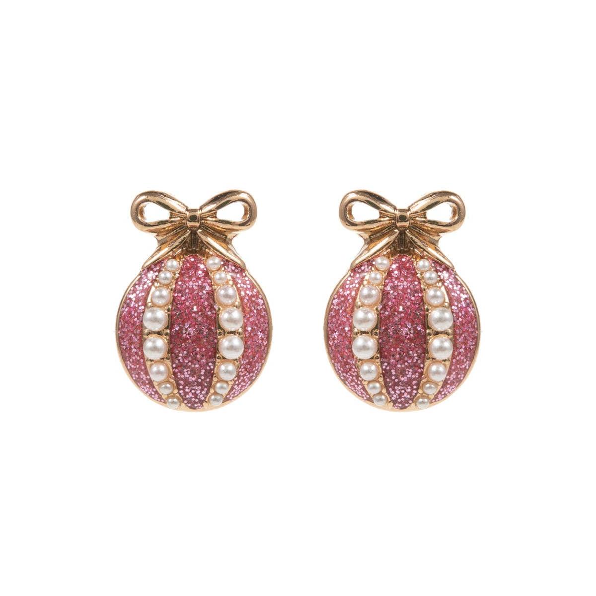 Christmas Tree Ornament Enamel Pearl Post Earrings