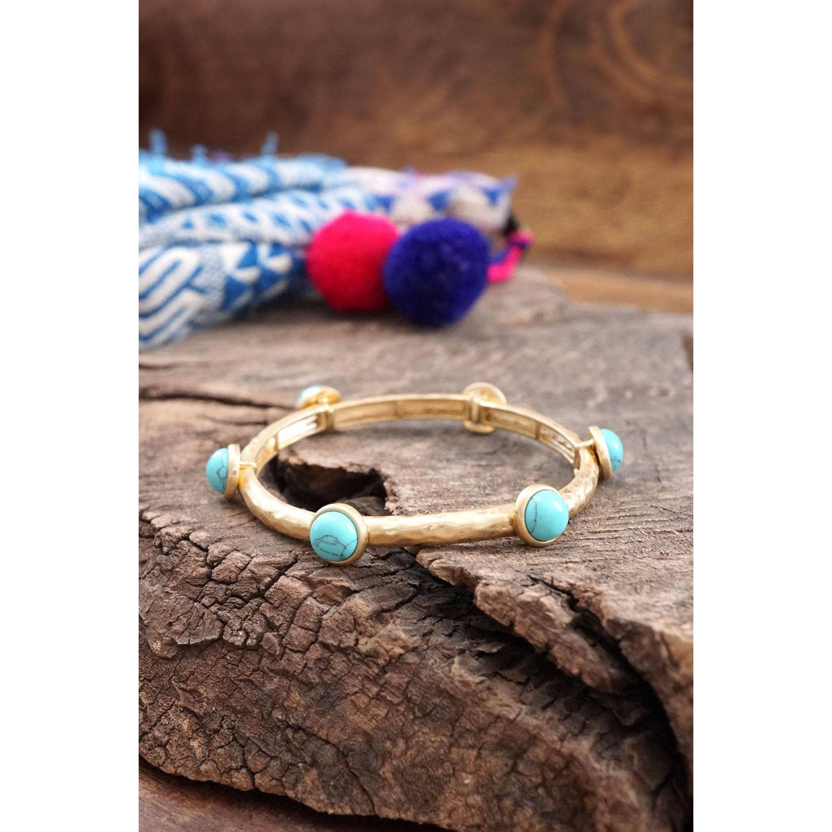 Jeweled Hammered Bangle