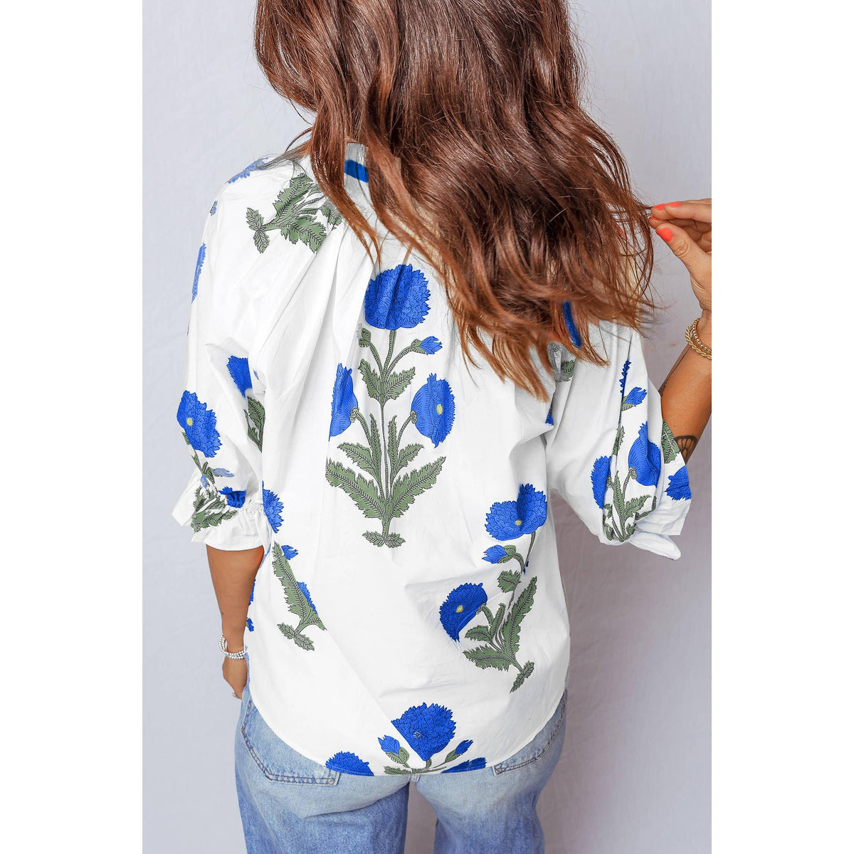 Cyndi Floral V Neck Blouse