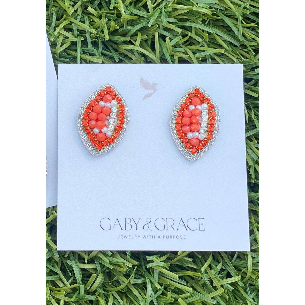 Orange GameDay Football Dainty Stud Earrings