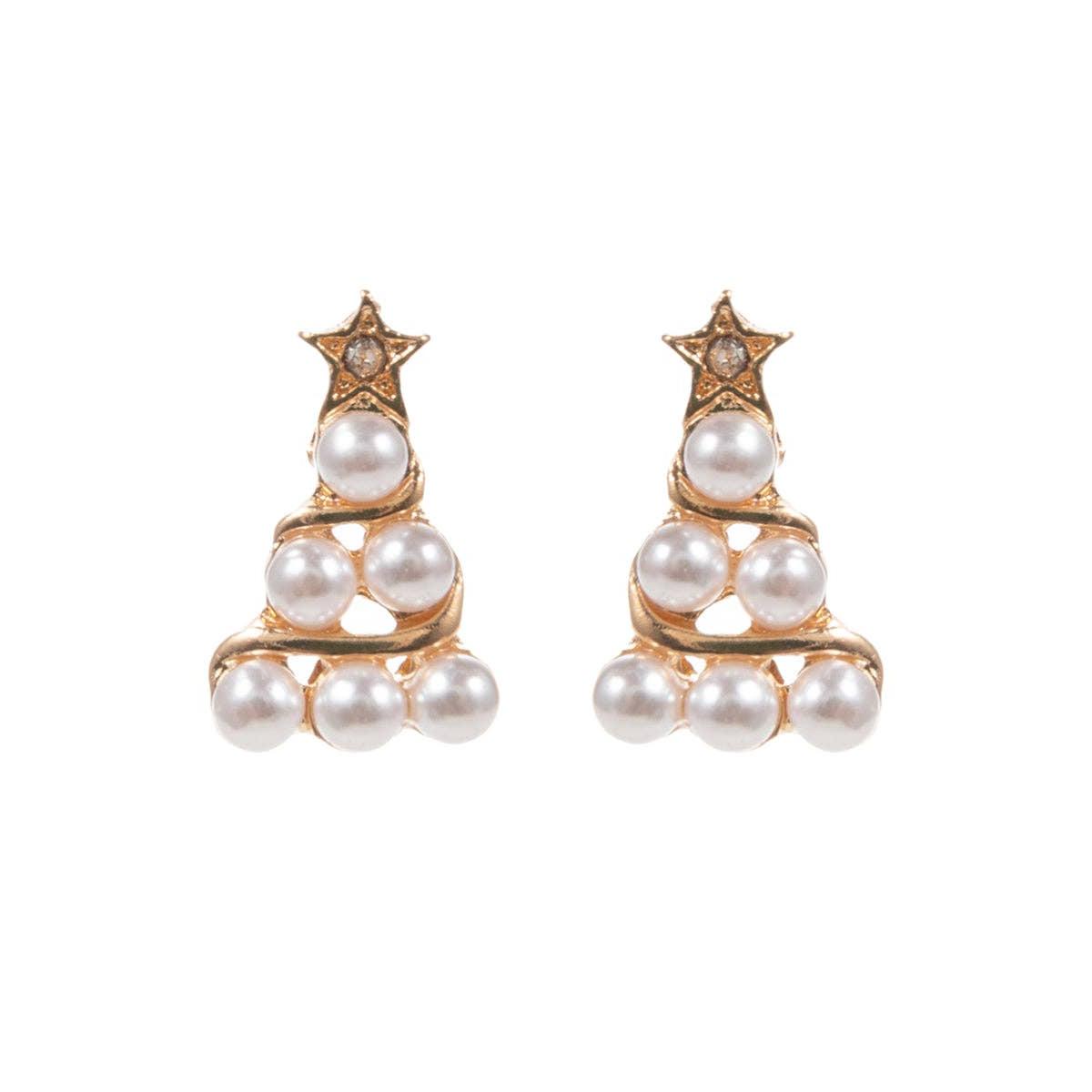 Christmas Tree Color Stones Titanium Post Earrings