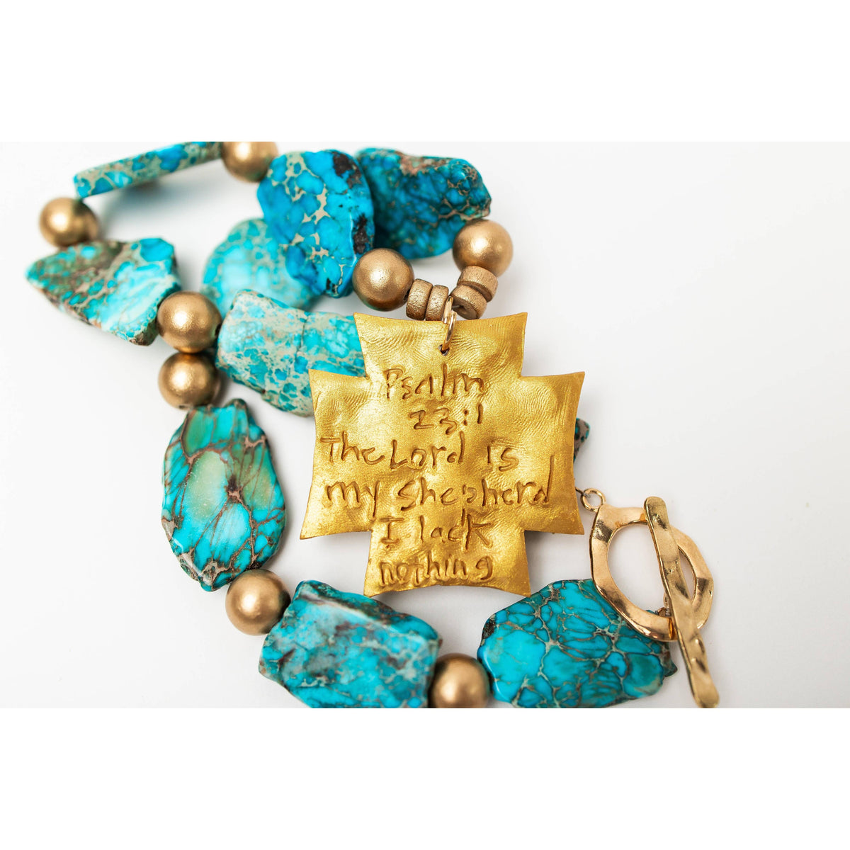 Turquoise Sea Jasper Nuggets with Neal Cross Necklace