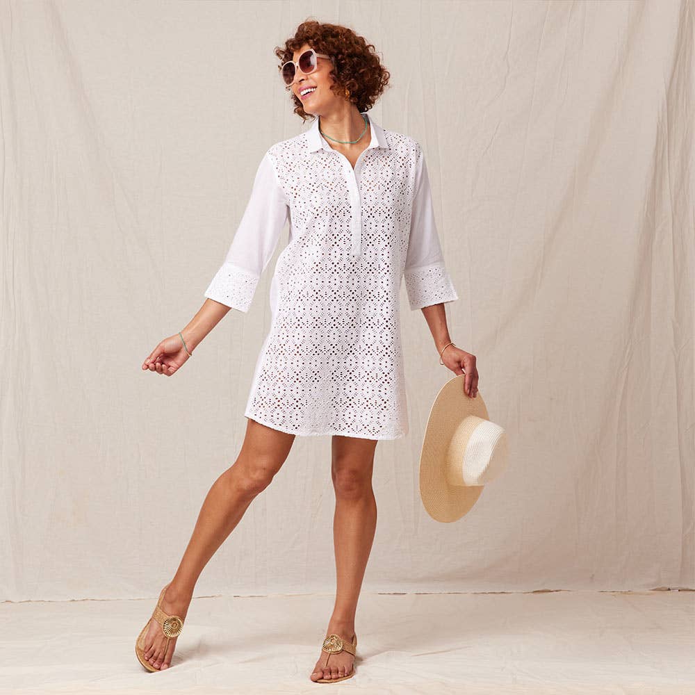 White Eyelet Beach Shirt