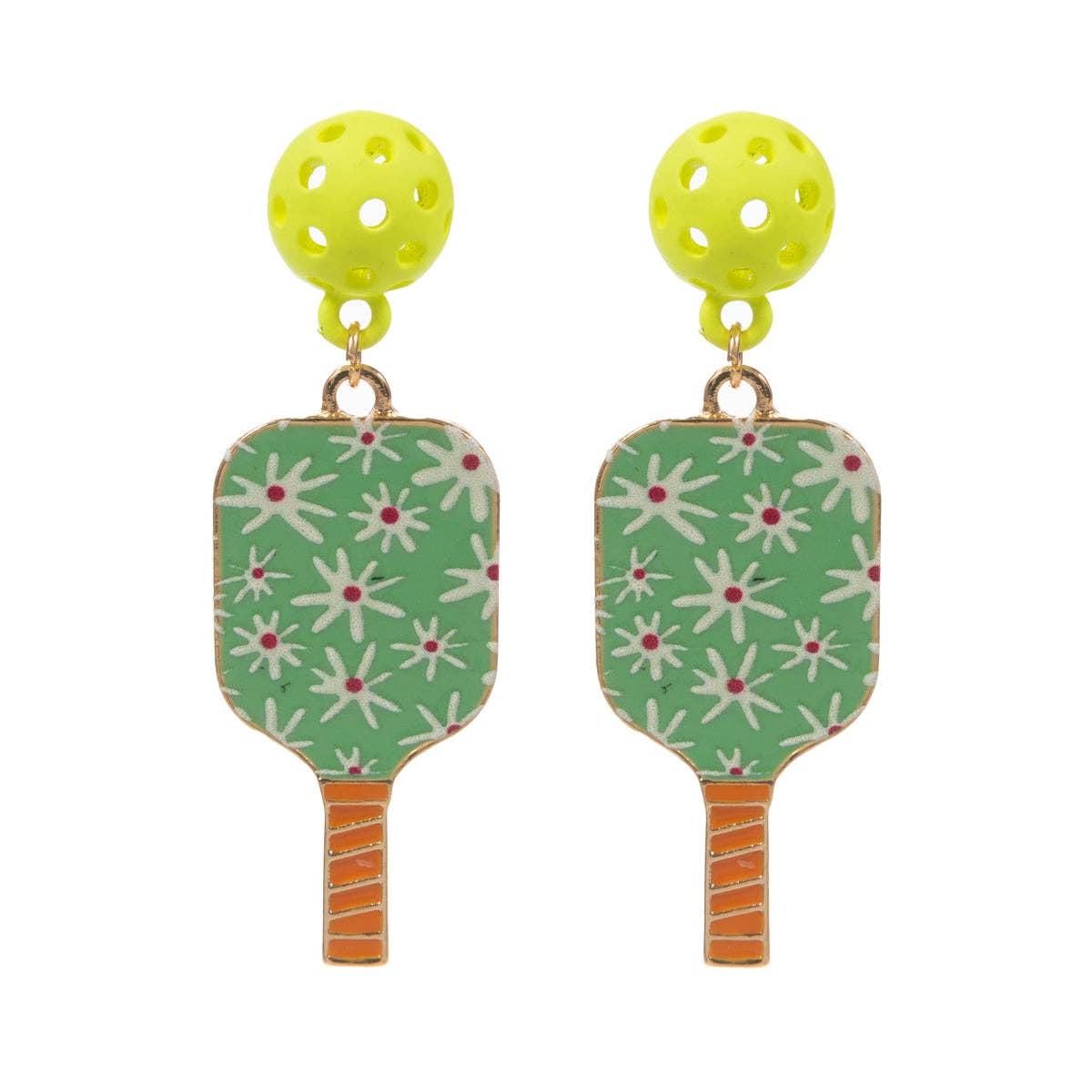 Sports Pickleball Enamel with Pattern Post Earrings