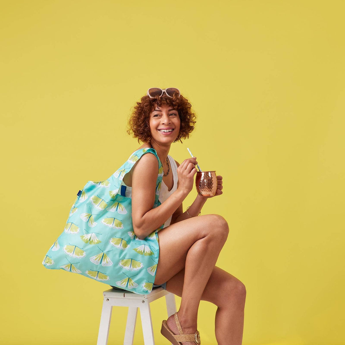 Moths Reusable Shopper blu Bag