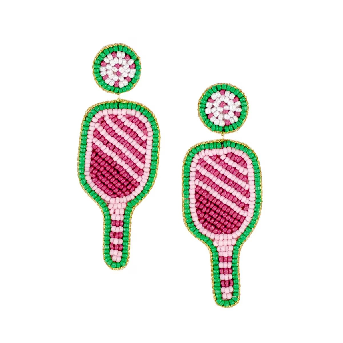 Pickleball Paddle Beaded Earrings