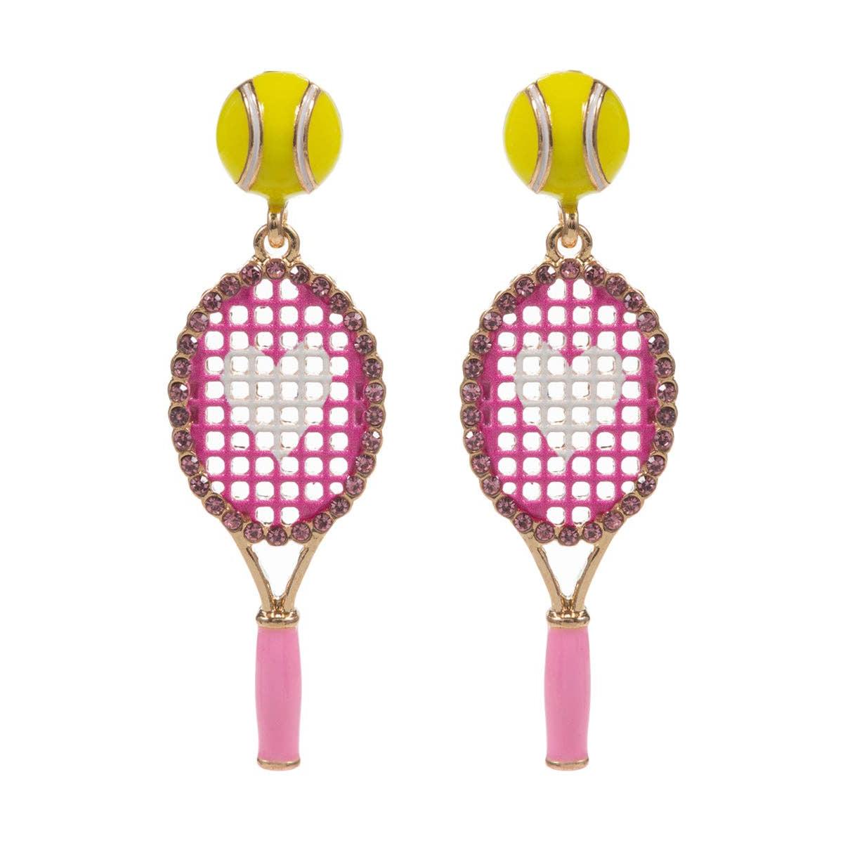 Gameday Tennis Racquet Enamel Post Earrings