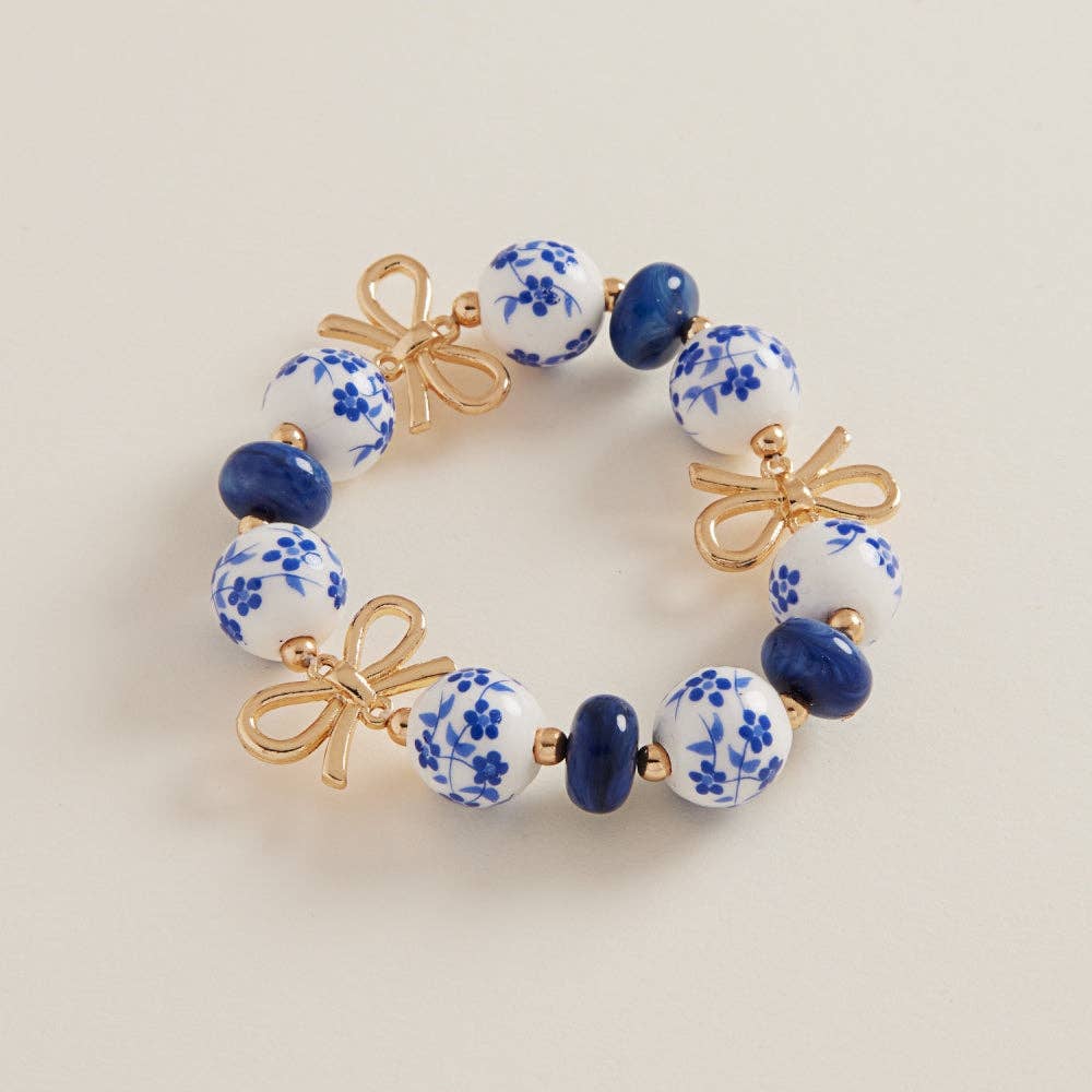 Ceramic Bead Ribbon Stretch Bracelet