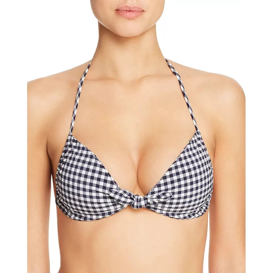 Gingham Tie Front Bikini Top