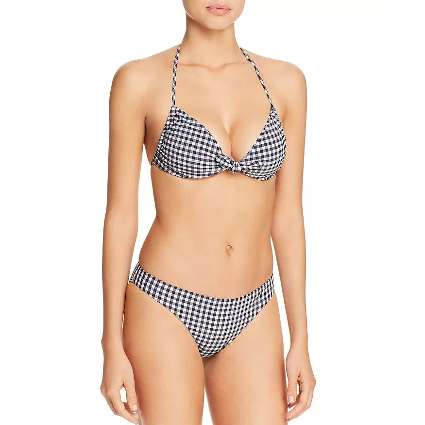 Gingham Tie Front Bikini Top