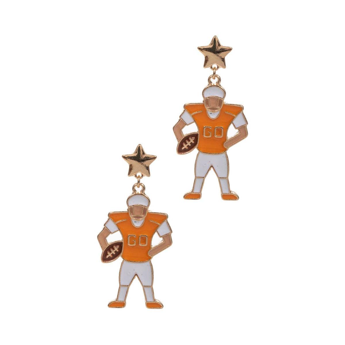Game Day Football Player Enamel Post Earrings