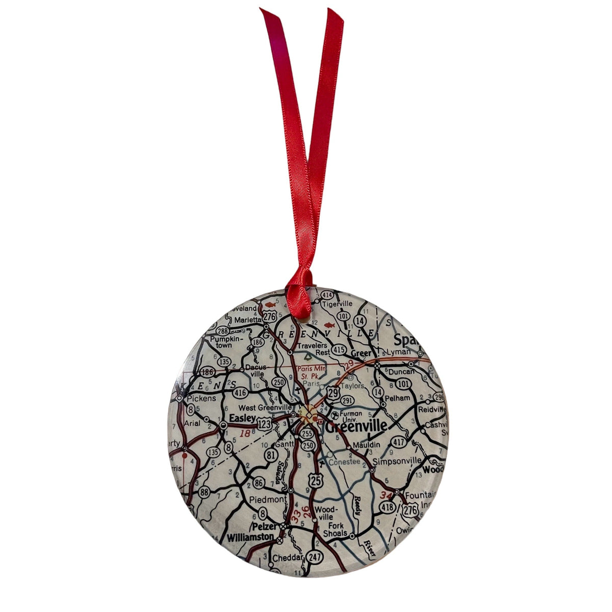 Greenville Map Christmas Ornament