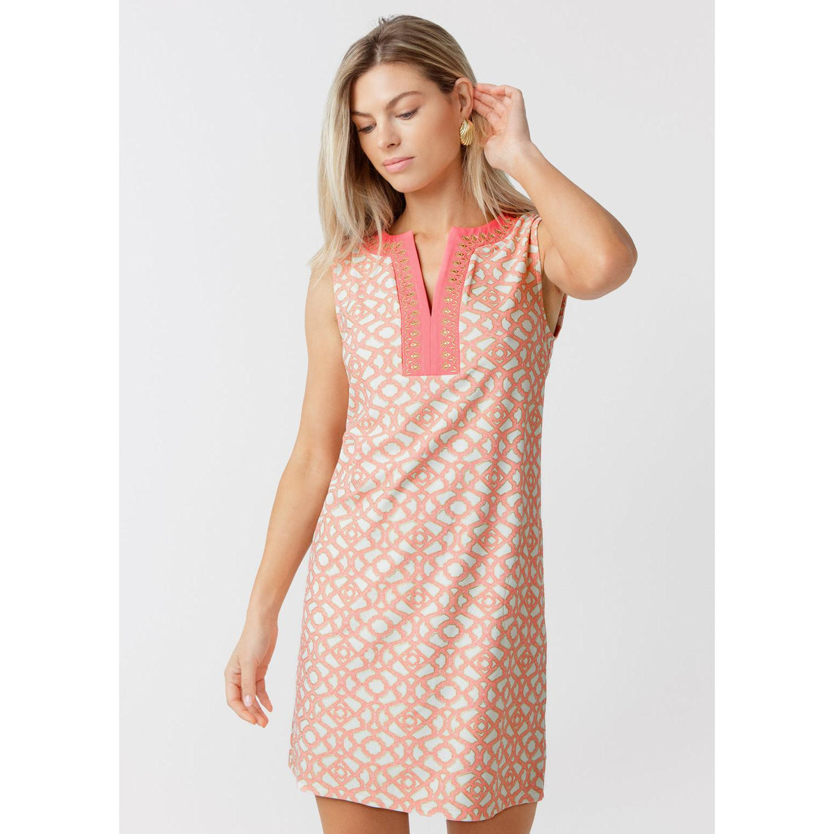 Embroidered Sleeveless Tunic Dress