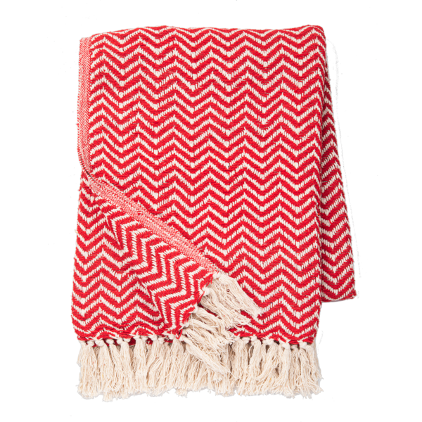 Woven Red Chevron Throw