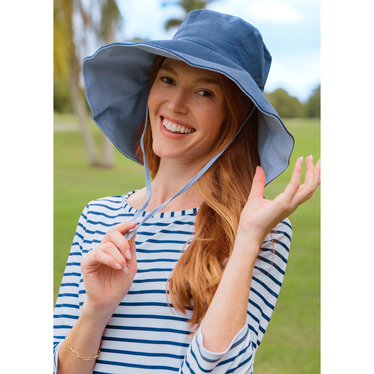 Navy Reversible Wide Brim Sun Hat