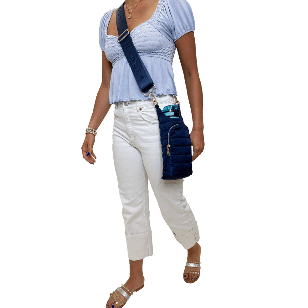 Emma Quilted Puffy Crossbody with Water Bottle Holder