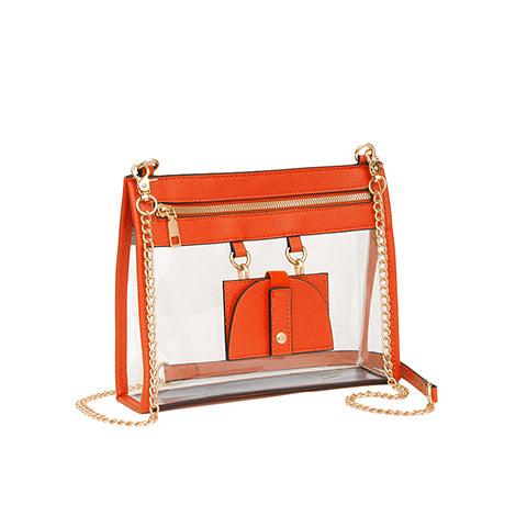 Clear Crossbody Bag with trim and side wallet