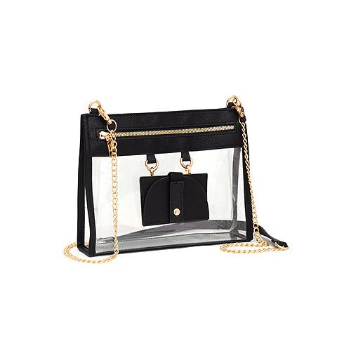 Clear Crossbody Bag with trim and side wallet