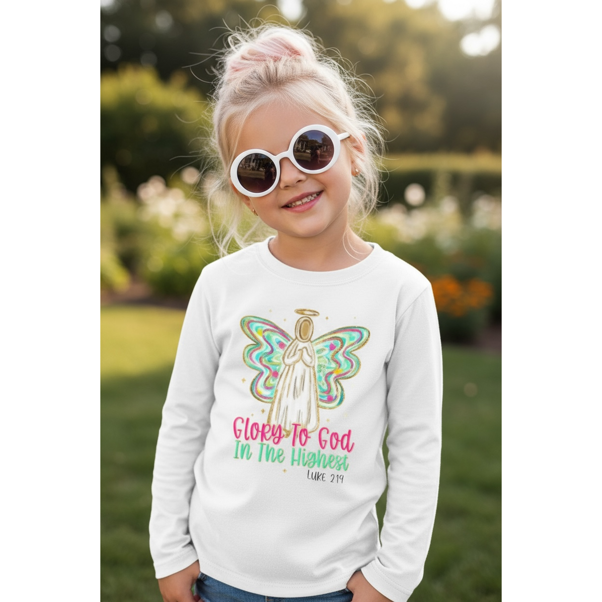 YOUTH Glory To God Watercolor Angel Long Sleeve  