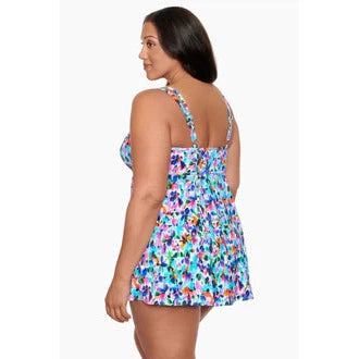 Plus Size Blooming Bouquet Swim Dress W/ Pockets