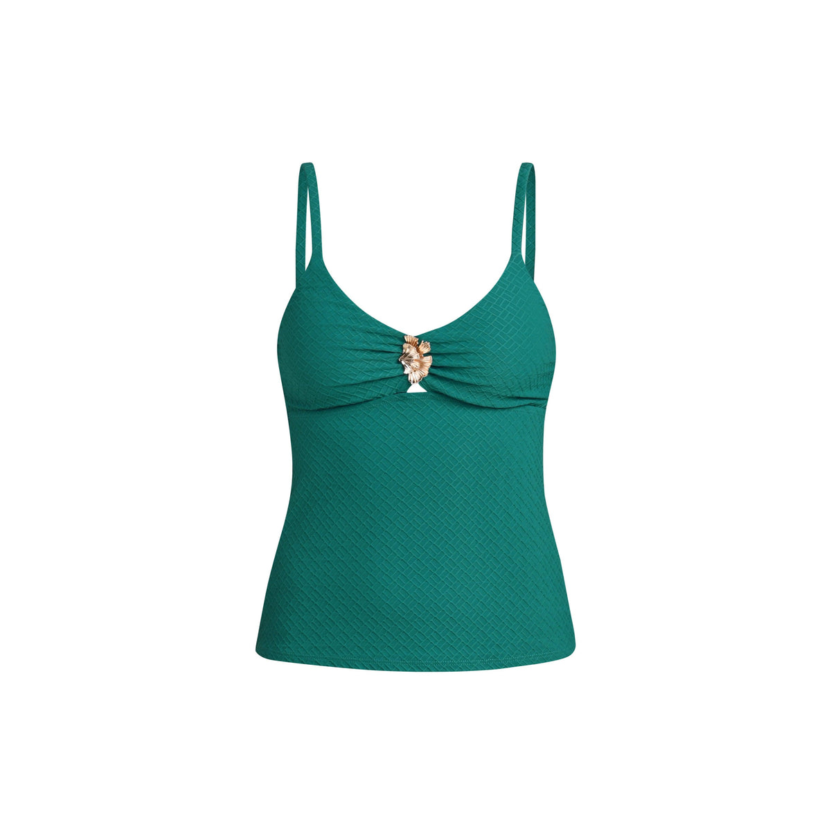 Textured Tides Over The Shoulder Tankini Top