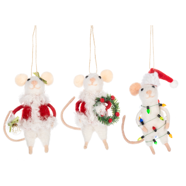 Holiday Mice Ornaments Set