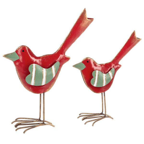 Red Bird w/Striped Wings Figurine Set