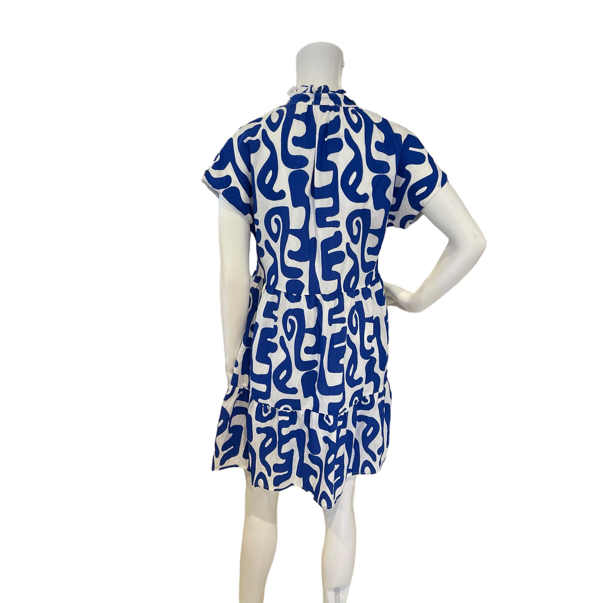 Short Sleeve Print Tiered Dress