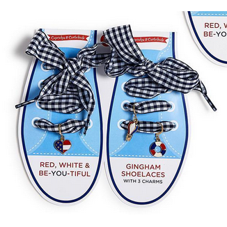 Pair of Gingham Shoelaces with 3 Charms