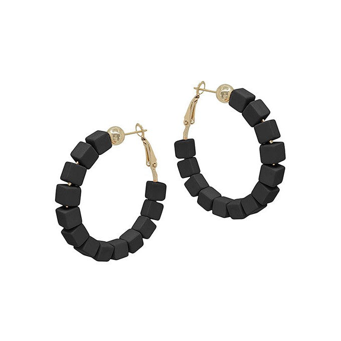 Square Block Clay Hoops Earring