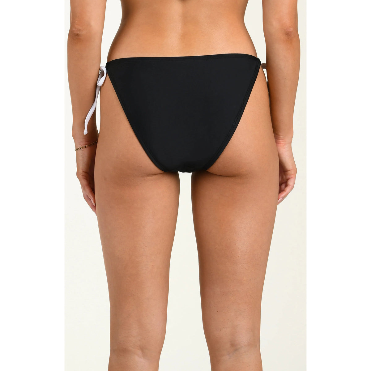 Solid Contrast Side Tie Bikini Bottom