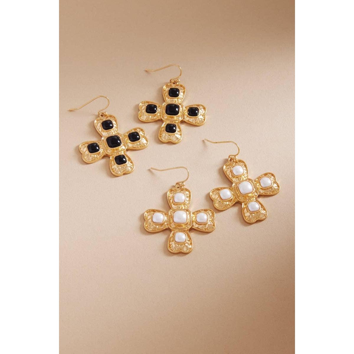 Cross Gem Post Earrings