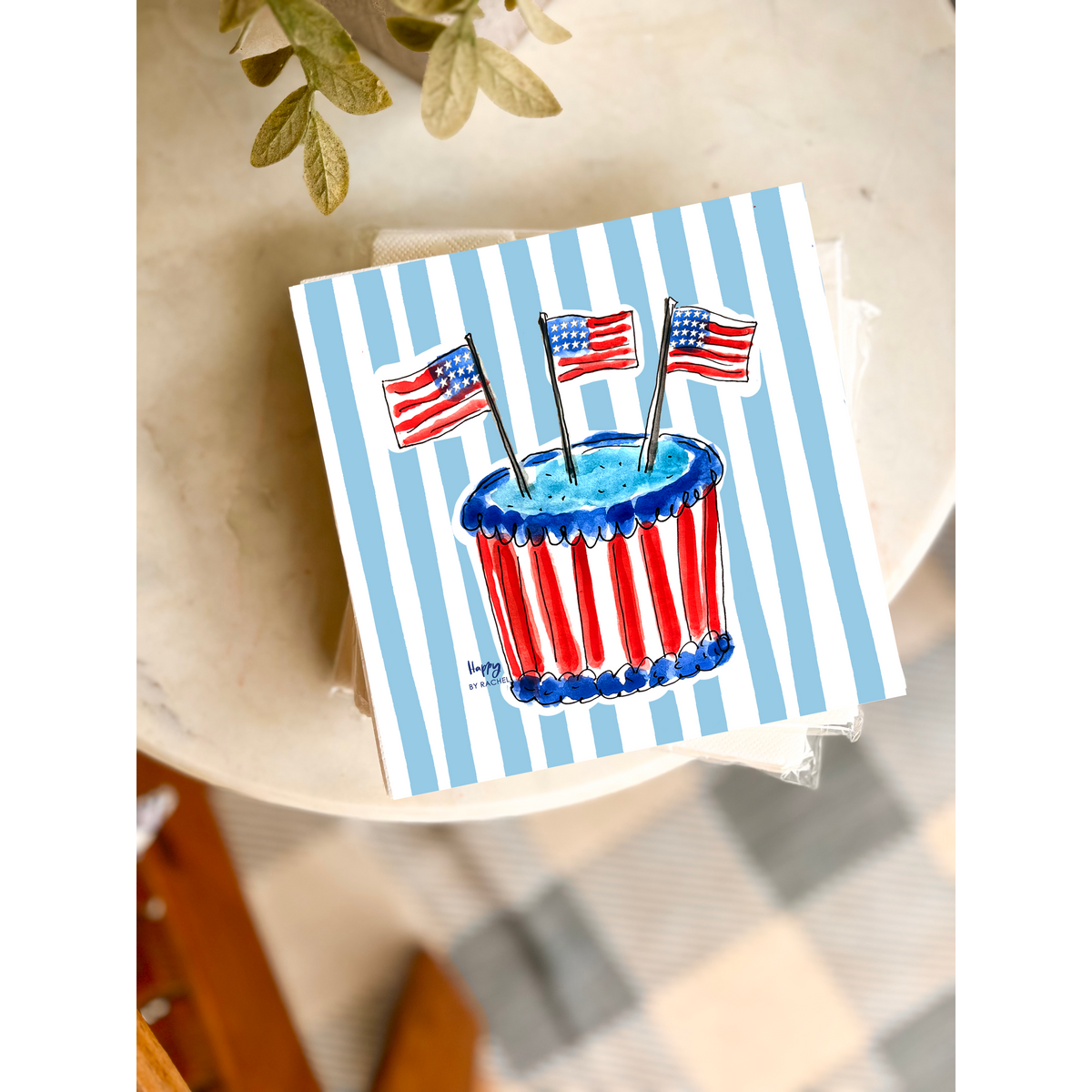 America Birthday Cake and Stripes Cocktail Napkins