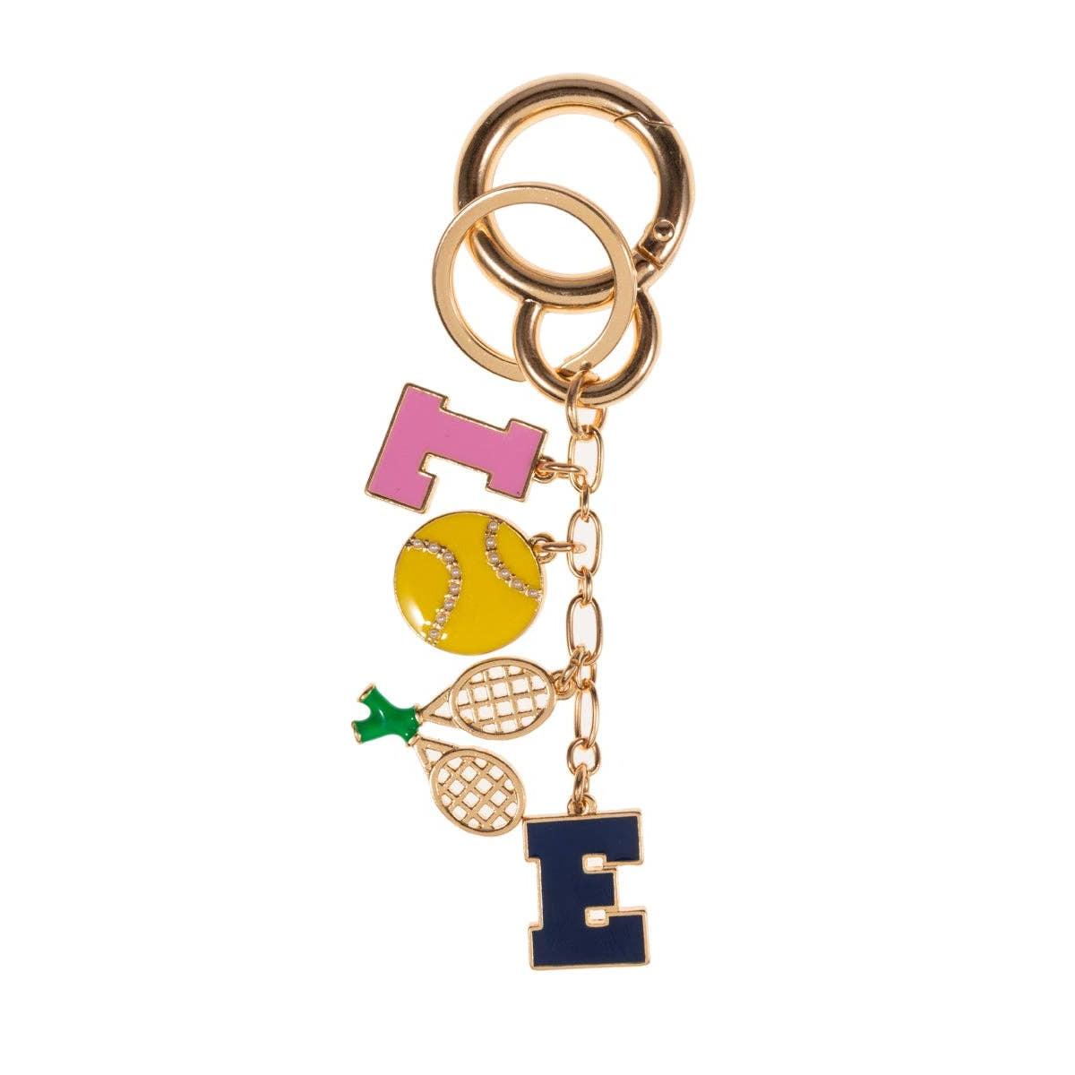 Sports Love Tennis Bag Charm and Keychain