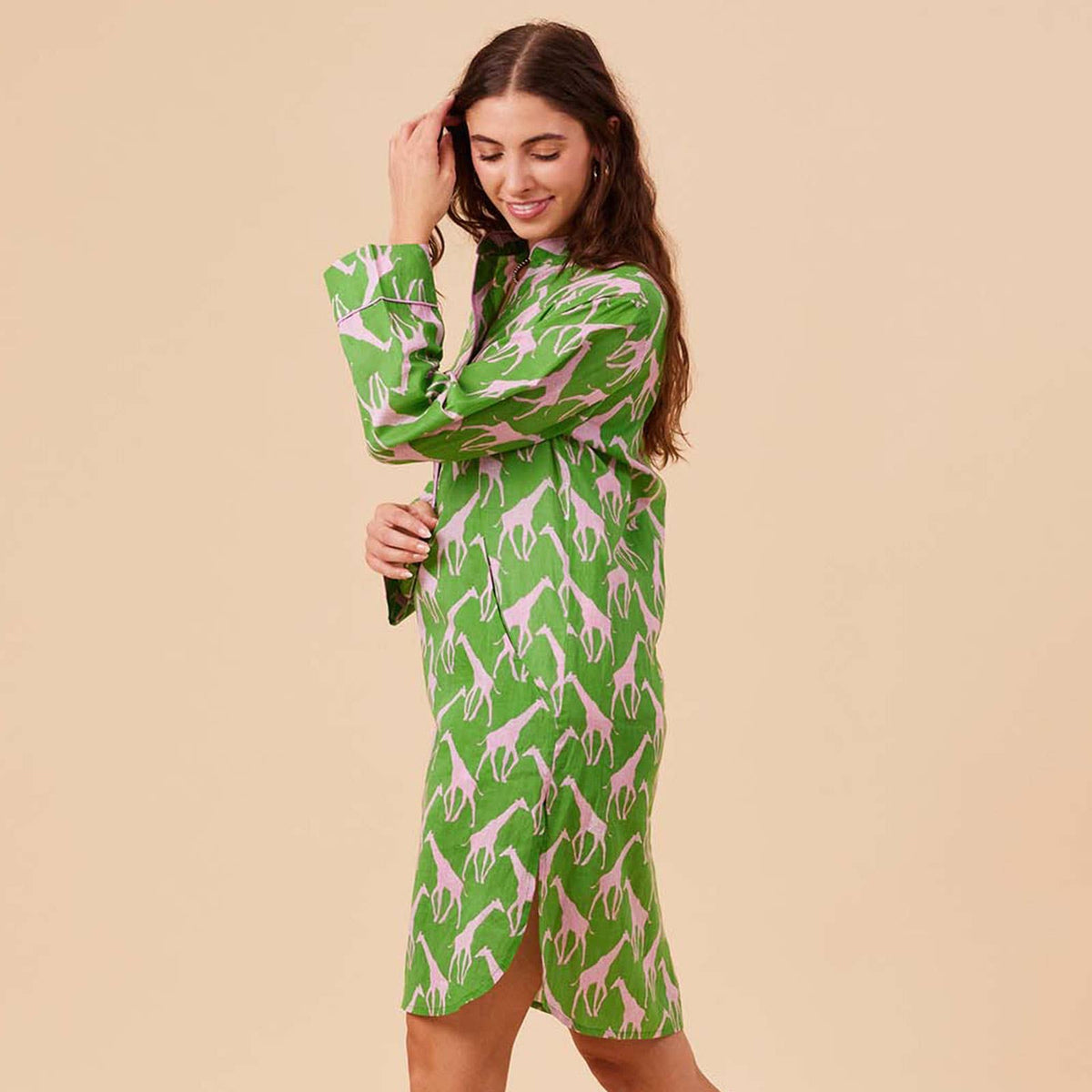 Giraffe Green and Pink Night Shirt