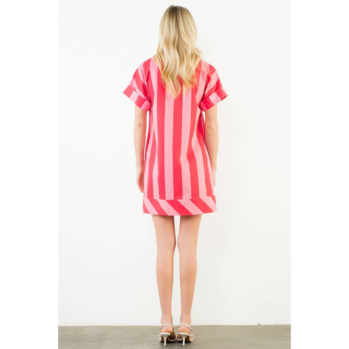 April Striped V-Neck Dress