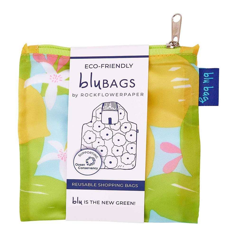 Lemon Blossoms blu Bag Reusable Shopper Tote