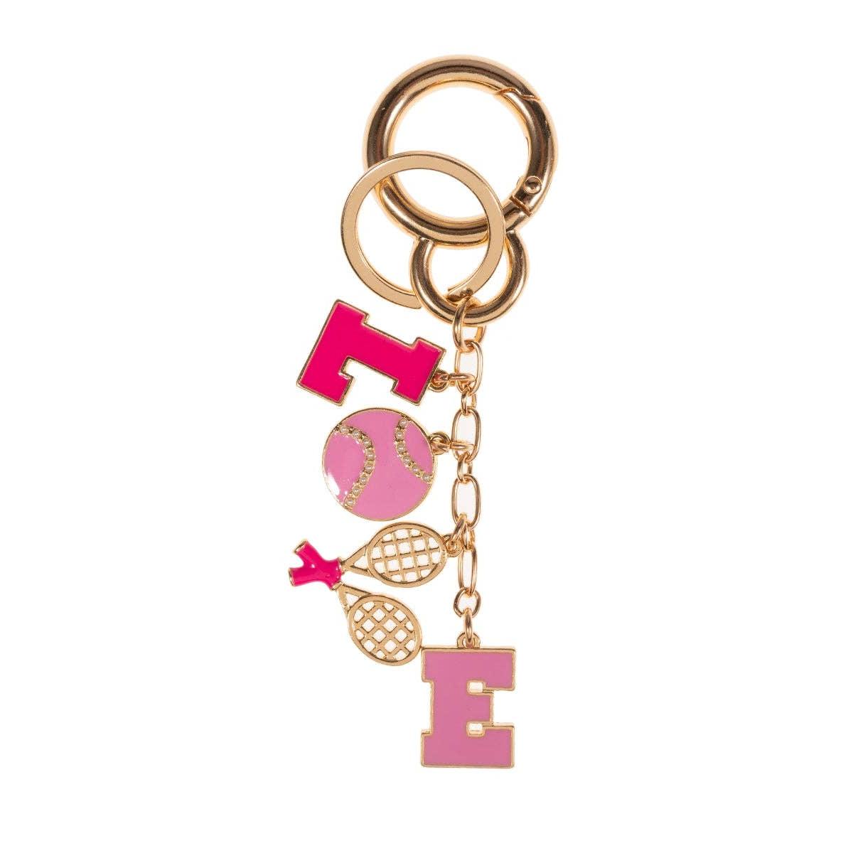 Sports Love Tennis Bag Charm and Keychain