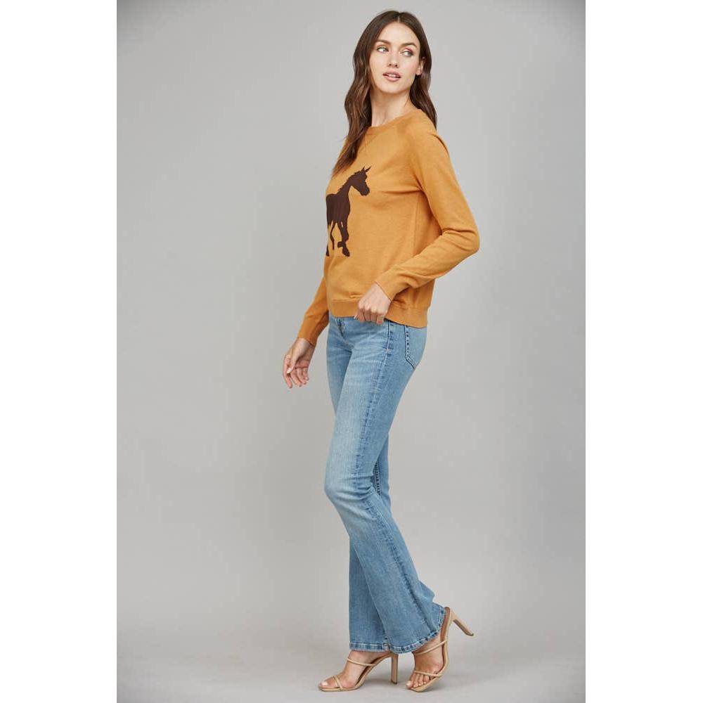 Horse Intarsia Knit Crew Neck Sweater