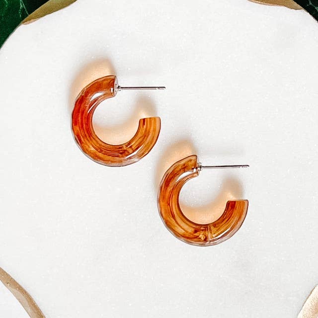 Brown Acrylic Hoop Earrings