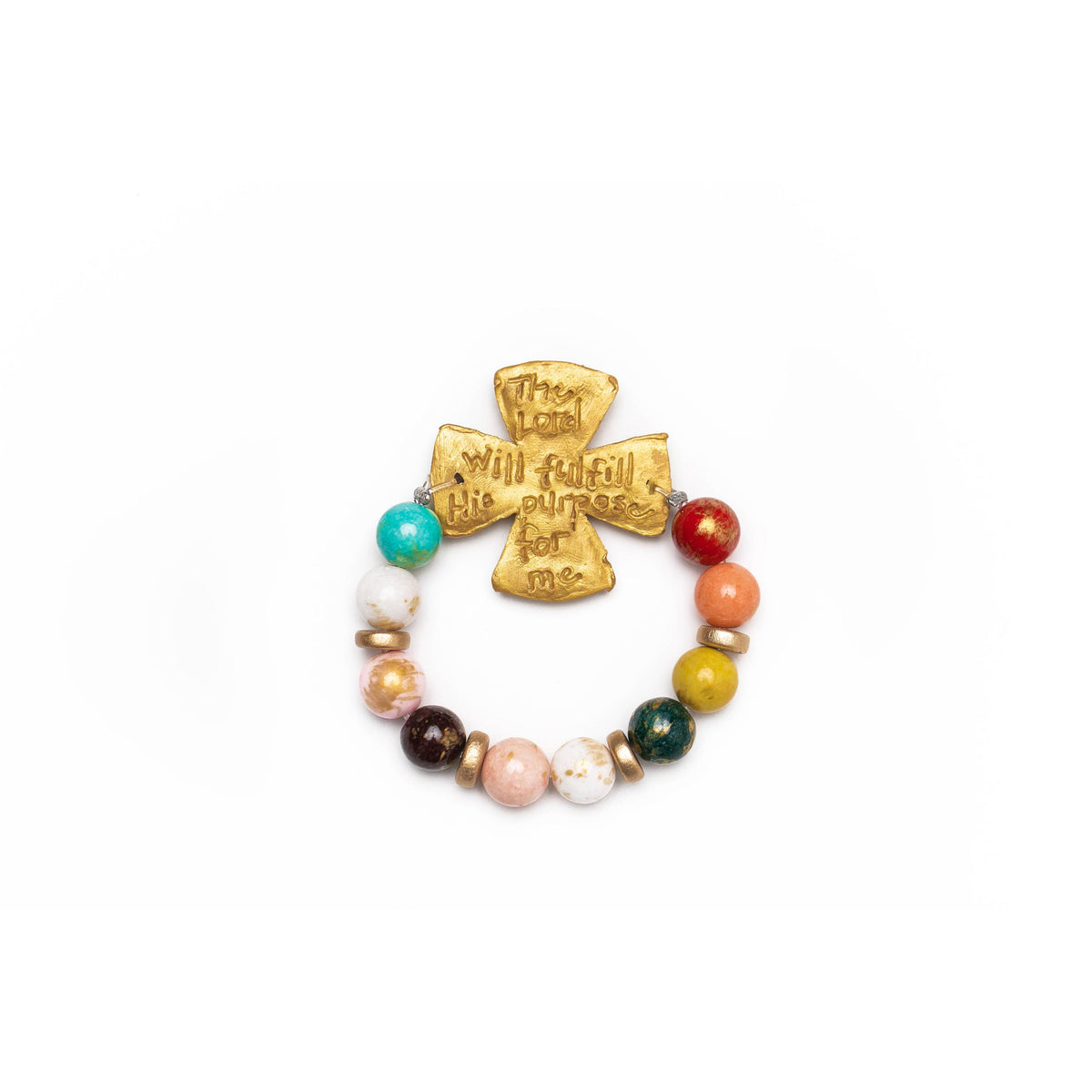 Multicolored Jade with Friendship Cross Bracelet