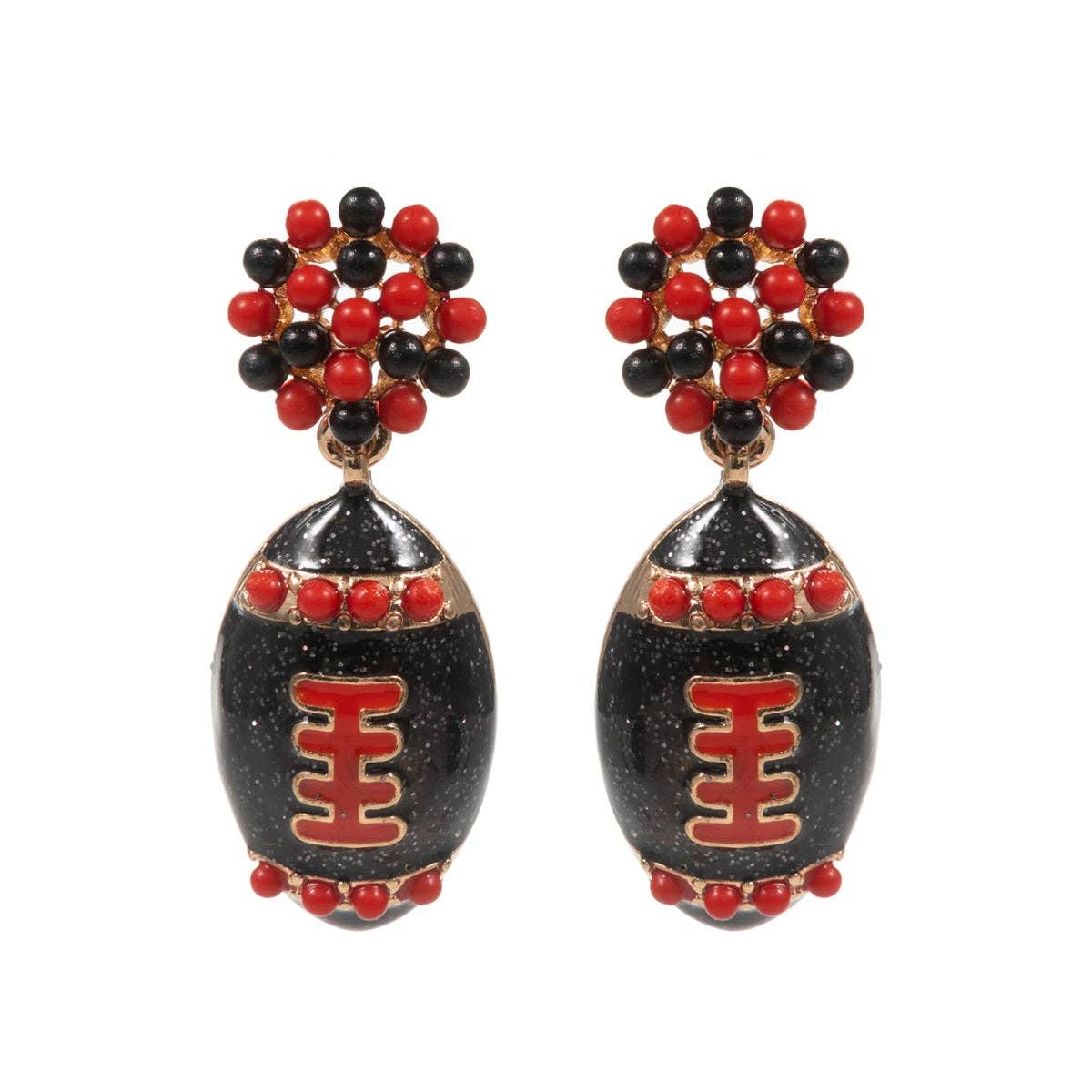 Gameday Football Enamel Bead Post Earrings