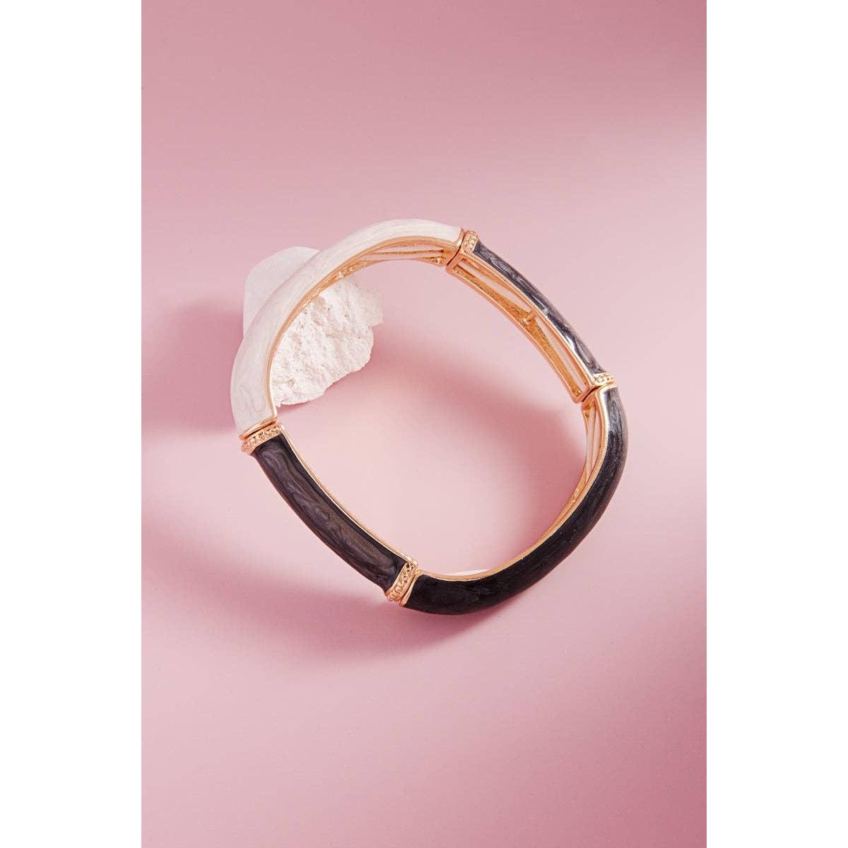 Square Color Enamel Stretch Bangle Bracelet