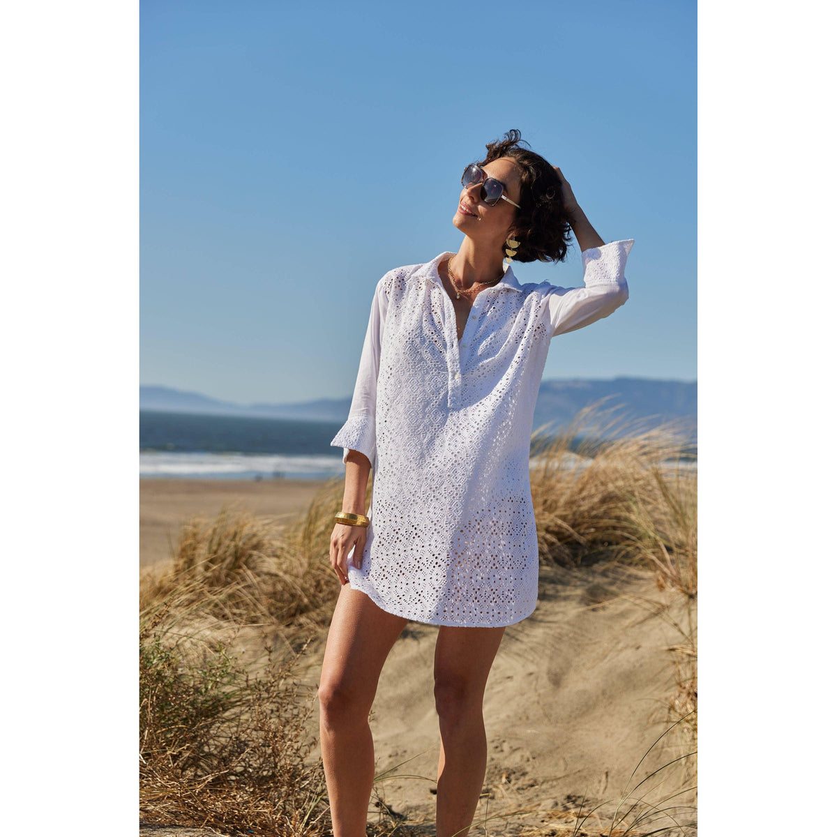 White Eyelet Beach Shirt