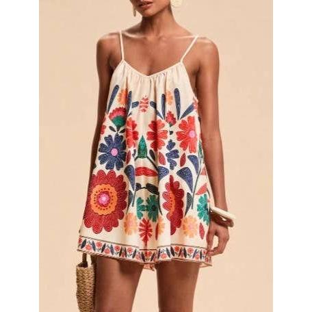 Boho Floral Spaghetti Strap Romper