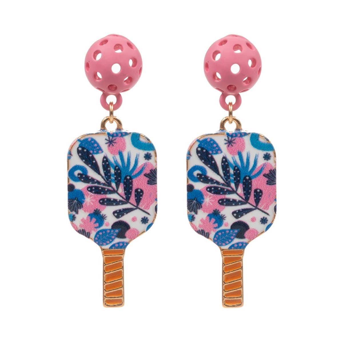 Sports Pickleball Enamel Titanium Post Earrings